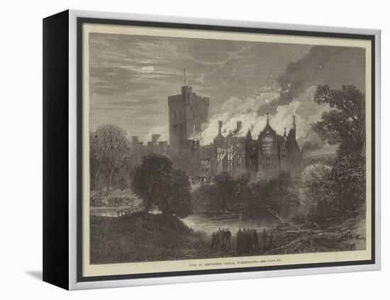 Fire at Greystoke Castle, Cumberland-null-Framed Premier Image Canvas