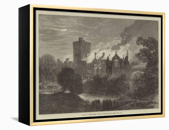 Fire at Greystoke Castle, Cumberland-null-Framed Premier Image Canvas