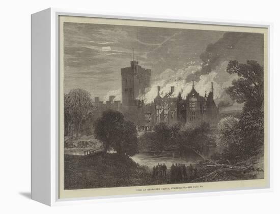 Fire at Greystoke Castle, Cumberland-null-Framed Premier Image Canvas