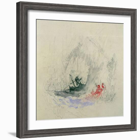 Fire at Sea, a Design for a Vignette, 1835-JMW Turner-Framed Giclee Print