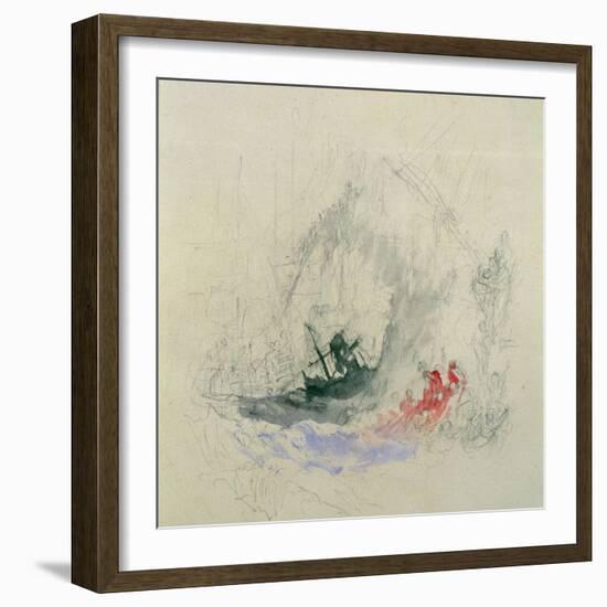 Fire at Sea, a Design for a Vignette, 1835-JMW Turner-Framed Giclee Print