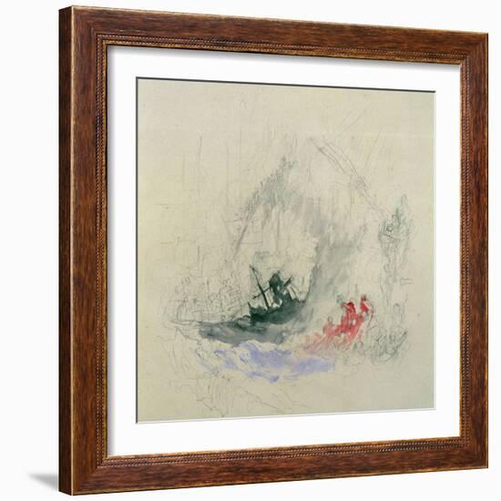 Fire at Sea, a Design for a Vignette, 1835-JMW Turner-Framed Giclee Print