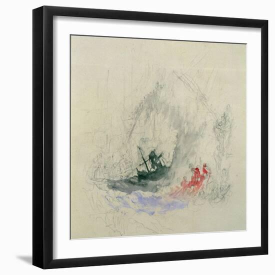 Fire at Sea, a Design for a Vignette, 1835-JMW Turner-Framed Giclee Print