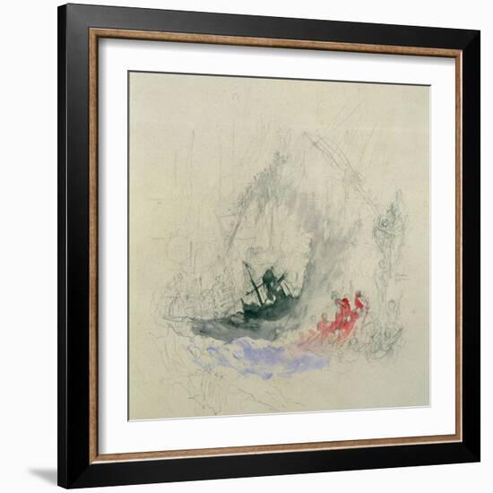 Fire at Sea, a Design for a Vignette, 1835-JMW Turner-Framed Giclee Print