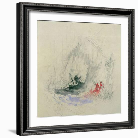 Fire at Sea, a Design for a Vignette, 1835-JMW Turner-Framed Giclee Print