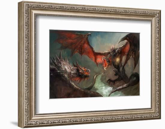 Fire Dragon Air Duel-null-Framed Art Print