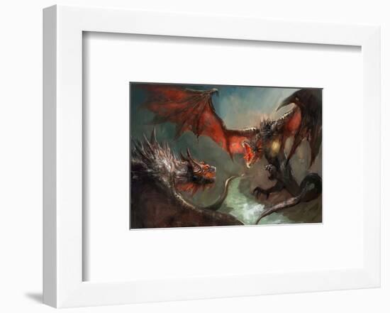 Fire Dragon Air Duel-null-Framed Art Print