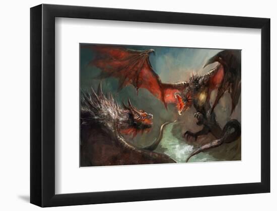 Fire Dragon Air Duel-null-Framed Art Print