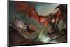Fire Dragon Air Duel-null-Mounted Art Print