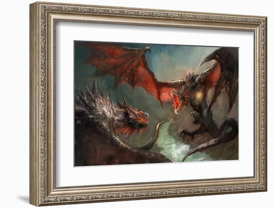 Fire Dragon Air Duel-null-Framed Art Print