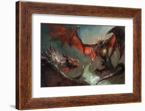 Fire Dragon Air Duel-null-Framed Art Print