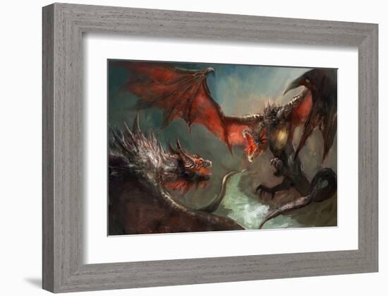 Fire Dragon Air Duel-null-Framed Art Print