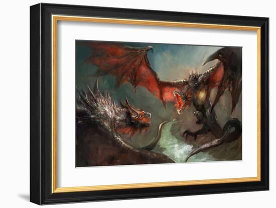 Fire Dragon Air Duel-null-Framed Art Print