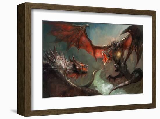 Fire Dragon Air Duel-null-Framed Art Print