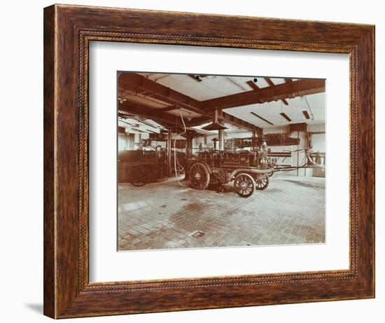 Fire Engine at Cannon Street Fire Station, Cannon Street, City of London, 1907-null-Framed Photographic Print