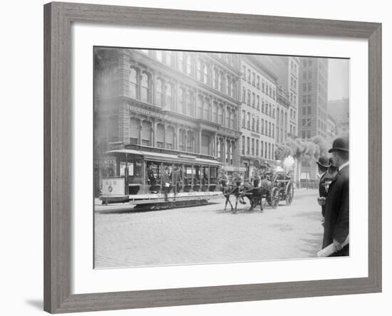 Fire Engine Being Pulled by a Horse-null-Framed Photographic Print