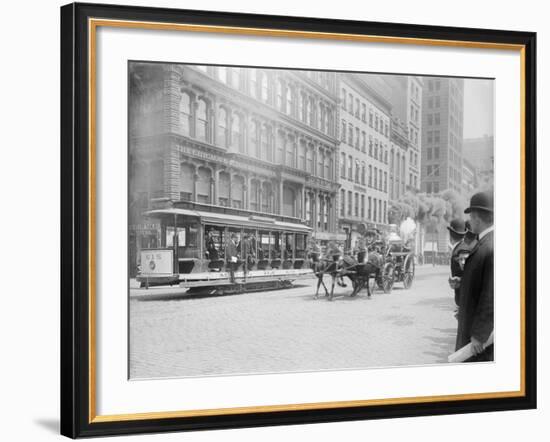 Fire Engine Being Pulled by a Horse-null-Framed Photographic Print