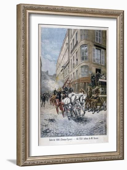 Fire Engine on the Way to a Fire, Paris, 1896-G Busson-Framed Giclee Print