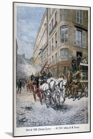 Fire Engine on the Way to a Fire, Paris, 1896-G Busson-Mounted Giclee Print