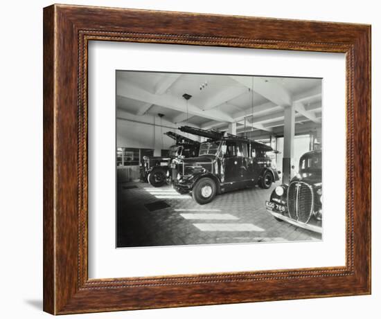 Fire Engines at Battersea Fire Station, Este Road, Battersea, London, 1938-null-Framed Photographic Print