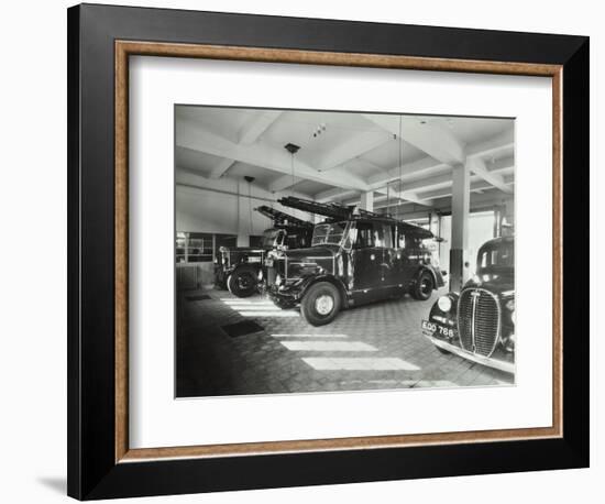 Fire Engines at Battersea Fire Station, Este Road, Battersea, London, 1938-null-Framed Photographic Print