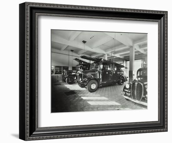 Fire Engines at Battersea Fire Station, Este Road, Battersea, London, 1938--Framed Photographic Print