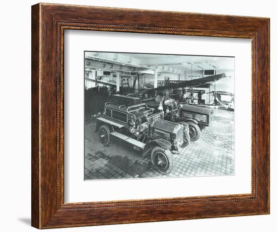 Fire Engines at Cannon Street Fire Station, City of London, 1913-null-Framed Photographic Print