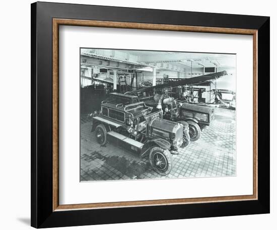 Fire Engines at Cannon Street Fire Station, City of London, 1913-null-Framed Photographic Print