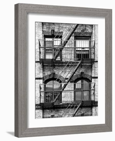 Fire Escape, Stairway on Manhattan Building, New York, United States, Black and White Photography-Philippe Hugonnard-Framed Photographic Print