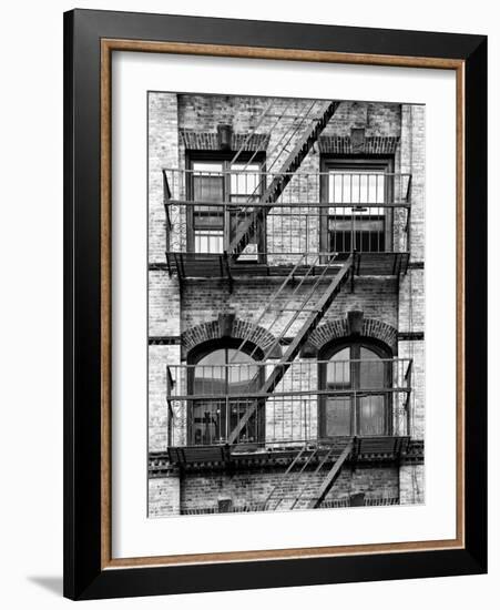 Fire Escape, Stairway on Manhattan Building, New York, United States, Black and White Photography-Philippe Hugonnard-Framed Photographic Print