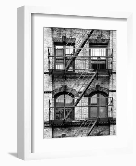 Fire Escape, Stairway on Manhattan Building, New York, United States, Black and White Photography-Philippe Hugonnard-Framed Photographic Print