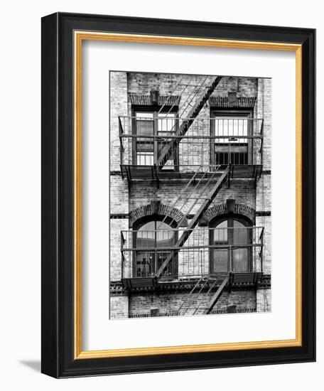 Fire Escape, Stairway on Manhattan Building, New York, United States, Black and White Photography-Philippe Hugonnard-Framed Photographic Print