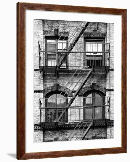 Fire Escape, Stairway on Manhattan Building, New York, United States, Black and White Photography-Philippe Hugonnard-Framed Photographic Print