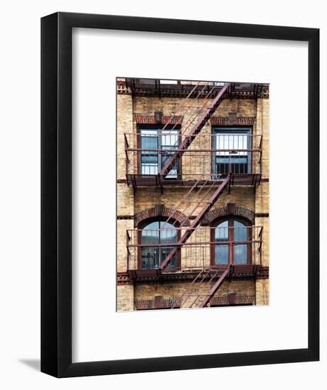 Fire Escape, Stairway on Manhattan Building, New York, US, White Frame, Full Size Photography-Philippe Hugonnard-Framed Art Print