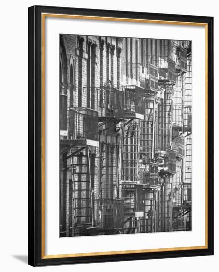 Fire Escapes on Tenement Apartment Buildings of New York City's Upper West Side-Howard Sochurek-Framed Photographic Print