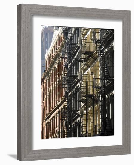 Fire Escapes on the Outside of Buildings in Spring Street, Soho, Manhattan, New York, USA-Robert Harding-Framed Photographic Print