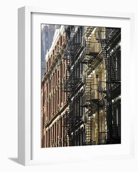 Fire Escapes on the Outside of Buildings in Spring Street, Soho, Manhattan, New York, USA-Robert Harding-Framed Photographic Print