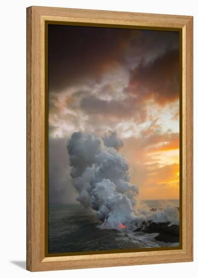 Fire Fury & Smoke on the Water Hawaii Big Island Volcano Sunset-Vincent James-Framed Premier Image Canvas