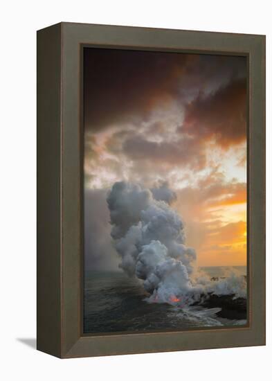 Fire Fury & Smoke on the Water Hawaii Big Island Volcano Sunset-Vincent James-Framed Premier Image Canvas