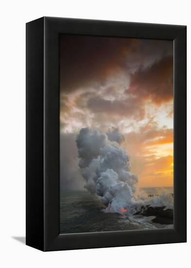 Fire Fury & Smoke on the Water Hawaii Big Island Volcano Sunset-Vincent James-Framed Premier Image Canvas