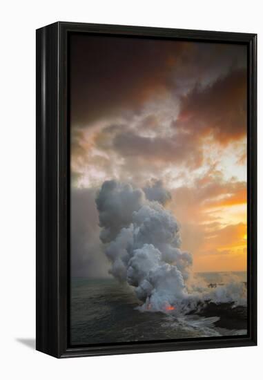 Fire Fury & Smoke on the Water Hawaii Big Island Volcano Sunset-Vincent James-Framed Premier Image Canvas