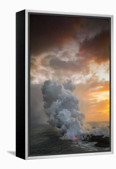 Fire Fury & Smoke on the Water Hawaii Big Island Volcano Sunset-Vincent James-Framed Premier Image Canvas