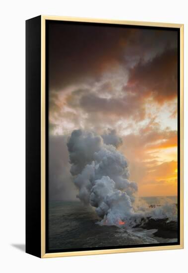 Fire Fury & Smoke on the Water Hawaii Big Island Volcano Sunset-Vincent James-Framed Premier Image Canvas