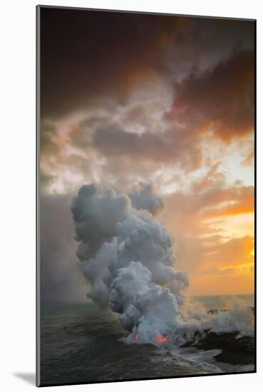 Fire Fury & Smoke on the Water Hawaii Big Island Volcano Sunset-Vincent James-Mounted Photographic Print