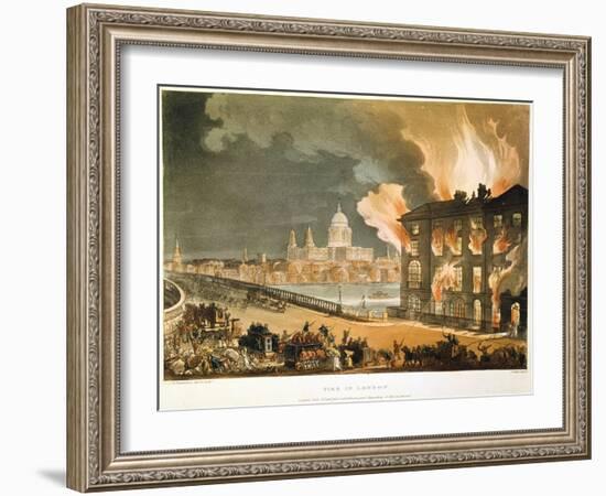 Fire in London, 1808-Thomas Rowlandson-Framed Giclee Print