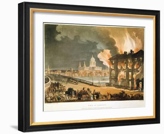 Fire in London, 1808-Thomas Rowlandson-Framed Giclee Print