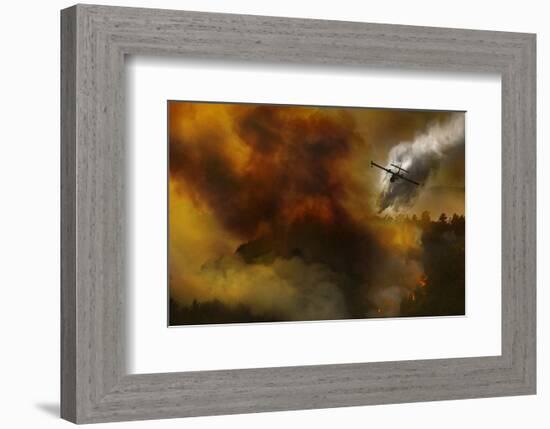 Fire in National Park of Cilento - Italy-null-Framed Art Print