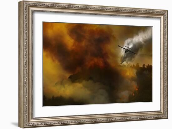 Fire in National Park of Cilento (Sa) - Italy-Antonio Grambone-Framed Photographic Print