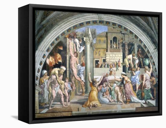 Fire in the Borgo-Raphael-Framed Premier Image Canvas