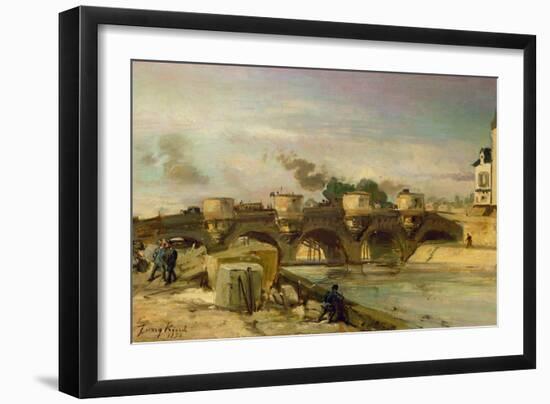 Fire on the Pont Neuf, 1853 (Oil on Canvas)-Johan-Barthold Jongkind-Framed Giclee Print